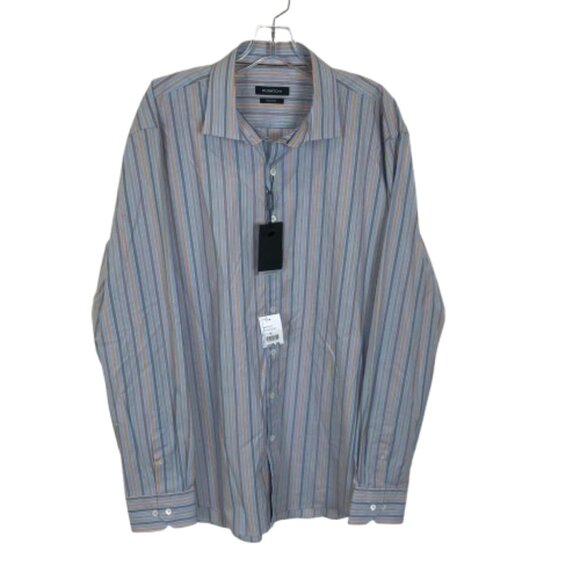 NWT Bugatchi Mens Size XL Blue Stripe Shaped Fit Striped Dress Shirt NEW - Picture 1 of 4